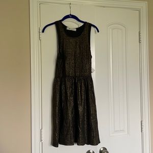 Black and gold metallic mini dress